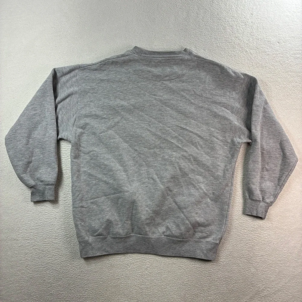 Vintage Wolf Crewneck Sweatshirt Mens Medium Gray Pullover 90s Nature OVB Animal - Picture 3 of 7